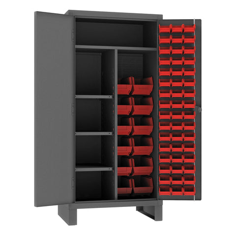Durham HDJC243678-60-4S1795 Cabinet, 24X36, 4 Shelf, 60 red Bins