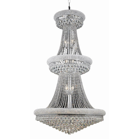 Elegant Lighting 1800G36C/RC Royal Cut Clear Crystal Primo 32-Light, Three-Tier Crystal Chandelier, Finished in Chrome with Clear Crystals, 36" x 66", Chrome Finish