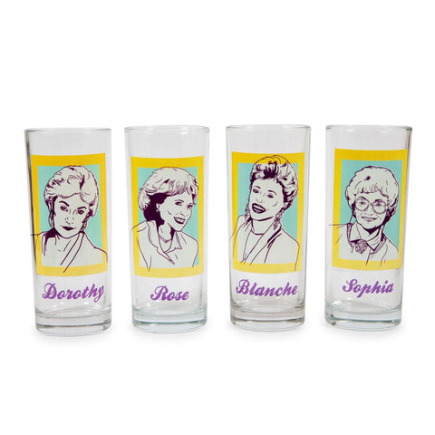 Silver Buffalo The Golden Girls 10-Ounce Tumbler Glasses, Set of 4 | Home Barware For Liquor and Beverages, Cute Kitchen Decor Essentials | Nostalgic '80s Comedy TV Show Gifts and Collectibles