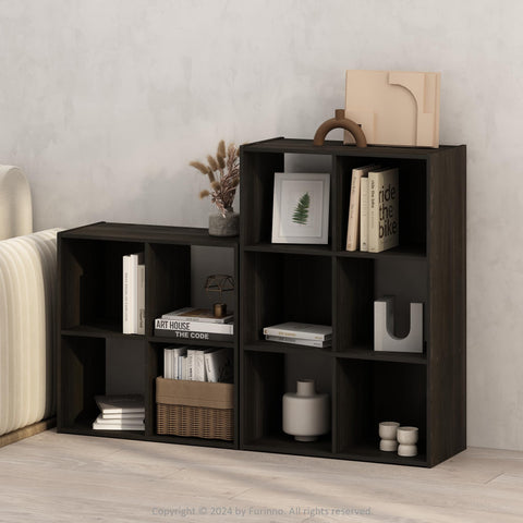 Furinno PELLI Book Shelf, 4-Cube Bookshelf, Cube Storage Organizer Bookcase, 11.7 x 23.7 x 23.8, for Living Room, Bedroom, Home Office, Espresso