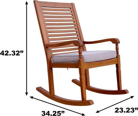 Nantucket Rocking Chair, Natural Colour Stain With Grey Cushion
