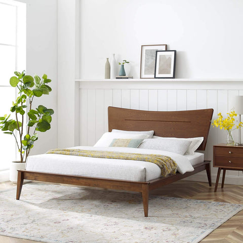 Modway Astra King Wood Platform Bed in Walnut