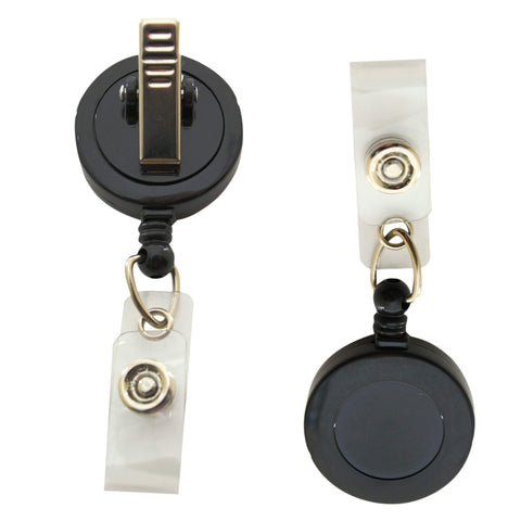 C-Line Retracting ID Card/Badge Reels, Spring Clip with Snap-On ID Strap, 30-Inch Cord, Black, Set of 12 (89231-12)