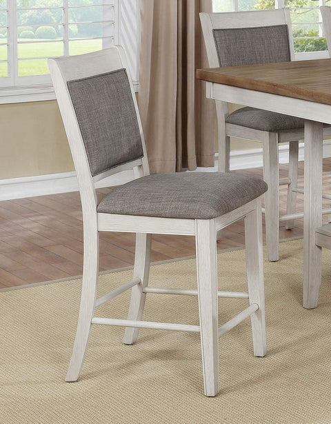 Crown Mark Fulton 2 Grey Fabric/White Wood Counter Height Chairs