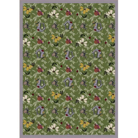 Joy Carpets Kaleidoscope Flower Garden Whimsical Area Rugs, Green