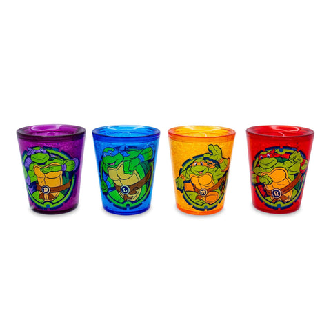 Teenage Mutant Ninja Turtles Cowabunga 1.5-Ounce Plastic Freeze Gel Mini Cups, Set of 4 | Insulated Cooling Drinkware Chiller