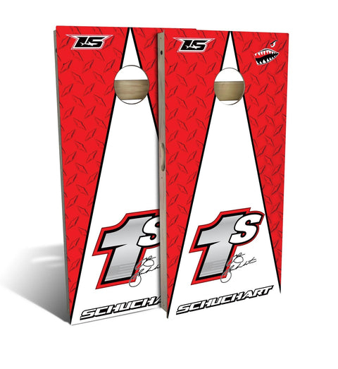 Skip's Garage Schuchart Triangle Cornhole Set - Backyard 2x4 (Weather Bags) - Include Hole Lights