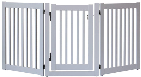 Highlander Series Solid Wood Pet Gates are Handcrafted by Amish Craftsman - 32" High - 3 Panel Walk Through - Pumice Grey