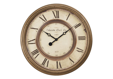 Monarch Specialties I 9047 Clocks, 20" Round, Wall Clock, Antique Brown, Transitional