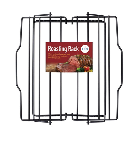 HIC Kitchen Roasting Adjustable Baking Rack, Nonstick-Coated Steel, Adjusts to 7 Different Positions, 11.5 x 10.5 x 0.5-Inches
