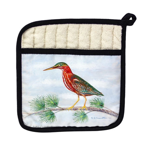 Betsy Drake PT180 Green Heron Pot Holder