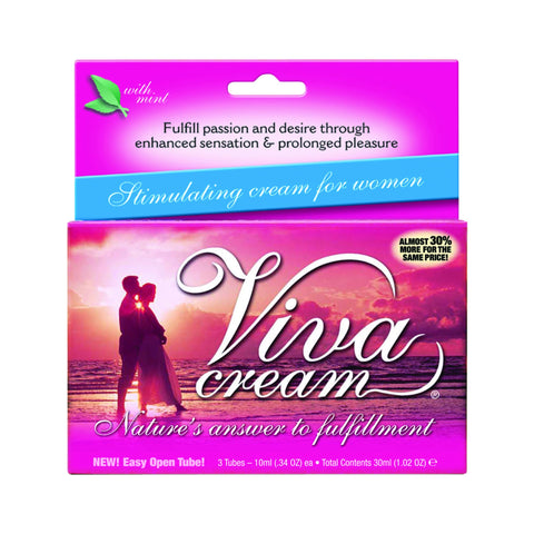 Swiss Navy Viva Cream - 0.34 oz Each, 3 Tubes - Stimulating Clitoral Gel for Women - Delivers Enhanced Sensation & Prolonged Pleasure - Light Mint Flavor - Non Sticky - Toy Compatible