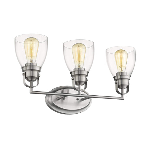 Chloe Lighting Lily Contemporary 3 Light Brushed Nickel Bath Vanity Light Clear Glass 23" Wide
