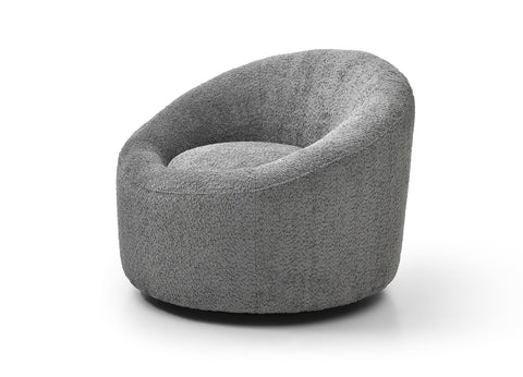 Whiteline Modern Living Perla Round Swivel Accent Chair, Dark Grey Fabric OGE-WALES454-F-DGRY.