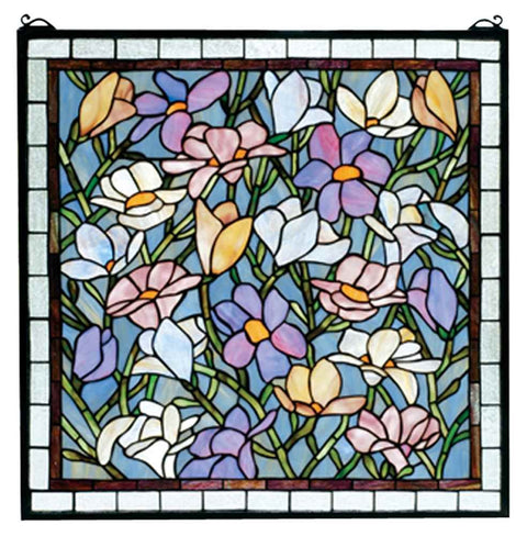 Meyda Tiffany 66278 Sugar Magnolia Stained Glass Window, 22" Width x 22" Height