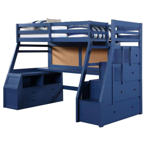 Oakestry Jason Ii Storage Twin Wooden Loft Bed Navy Blue 8 Drawers Durable Space Saving Kids Bedroom Furniture Functional Multifunctional Sleeping Solution Home Décor Modern Transitional Design