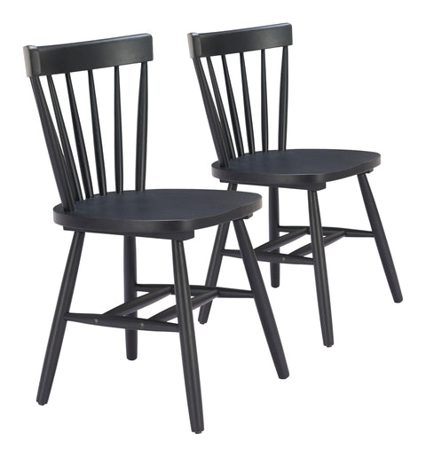 Zuo Tyce Dining Chair (Set of 2) Black, Black Dining Chair, Painted rubberwood Leg, Rubberwood, Indoor Dining, 20.1" W x 19.1" D x 32.3" H