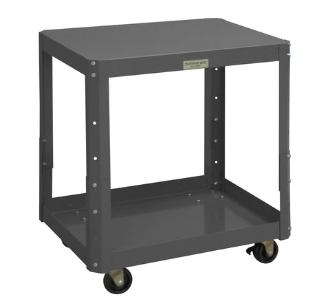 Mobile MT Workbench 24 x 36 2 Adjustable Shelves 16 Gauge Steel 1000 lbs. Capacity 3 x 1-1/4 Polyolefin Casters - (4) Swivel with side brakes Gloss Powder Paint Gray