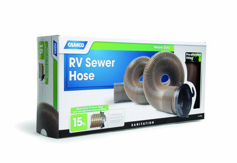 HTS 15FT HEAVY DUTY SEWER HOSE WITH STRAIGHT HOSE ADAPTER