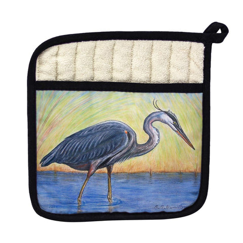 Betsy Drake PT027 Blue Heron Pot Holder