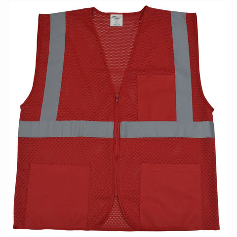 Petra Roc RVM-S1-4X/5X 3 Pockets Zipper Front Riggings Safety Vest, 4X-Large/5X-Large, Red Mesh