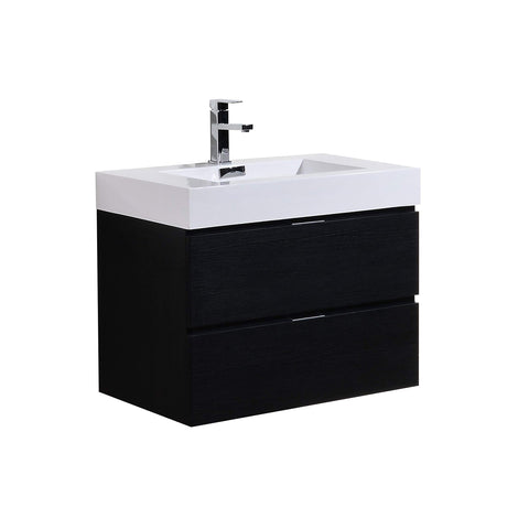 Bliss 30? Black Wall Mount Modern Bathroom Vanity