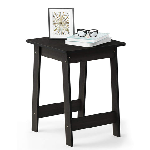 Furinno BEGINNING Side Table, Square Modern End Table with H-Legs, Night Stand, Bedside Table, Soft Edges, Easy Assembly, for Living Room, Bedroom, Espresso