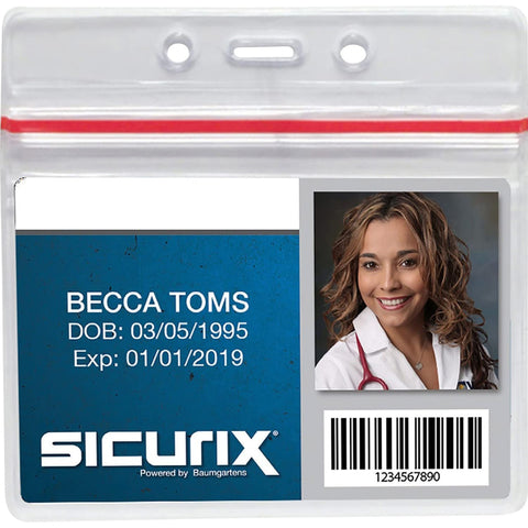 SICURIX Sealable Cardholder, Horizontal, 3.75 X 2.62, Clear, 50/Pack