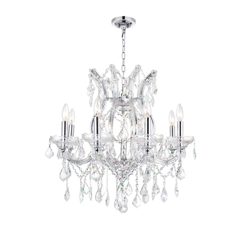 CWI Lighting Maria Theresa 9-Light Chandelier, 24 Inch Chrome Crystal Ceiling Fixture for Dining Room, Bedroom, or Foyer