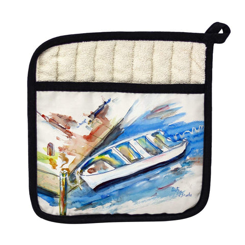Betsy Drake PT656 Rowboat at Dock Pot Holder