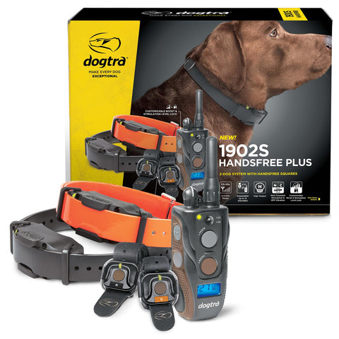 Dogtra 1902S HANDSFREE Plus Boost and Lock, Remote Dog Training E-Collar, HANDSFREE Square, 3/4-Mile Range, Rechargeable, Waterproof, High-Output, 2 Dog System, eCollar for Medium, Large Dogs