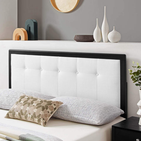 Modway Draper Tufted King Fabric and Wood Headboard in Black White