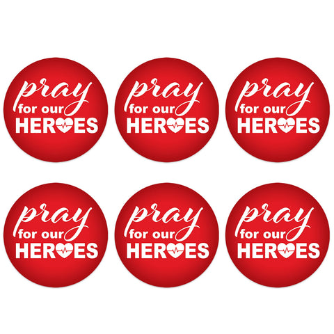 Beistle 6 Piece USA Pray For Our Heroes Health Care Workers Military Appreciation Pinback Button Badge Pins For 4th Of July Patriotic Decorations Independence Day Party Supplies And Favors
