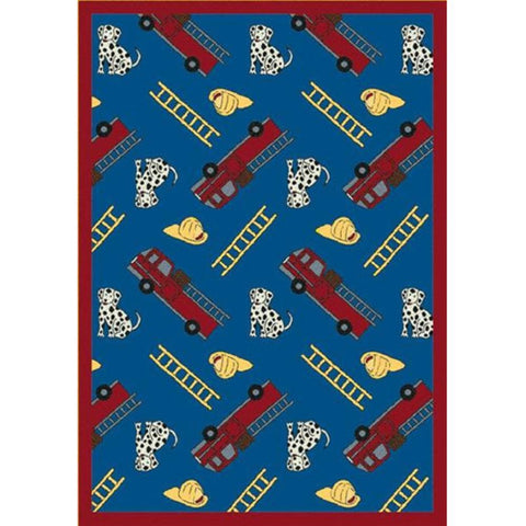 Joy Carpets Hook and Ladder Area Rug, 5'4" x 7'8", Blue