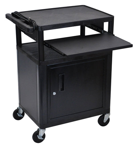 LUXOR LP34CLE-B AV Cart - 3 Shelves Cabinet Front Pullout