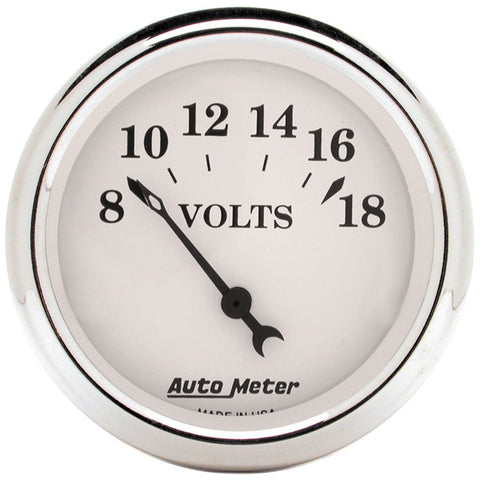 AUTO METER 1692 Old TYME White Voltmeter Gauge, 2.3125 in.