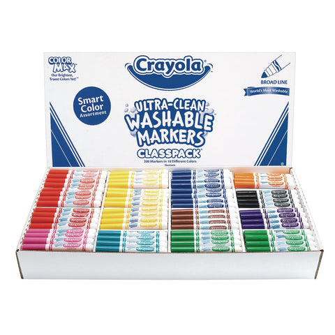 Crayola Exclusive Smart Color Ultra-Clean Washable Marker Classpack, Set of 200, Washable Markers for Kids, Markers (Item # 200CS)
