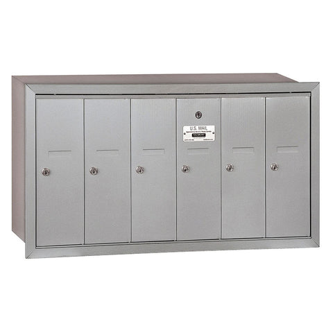 Salsbury Industries 3506ARP Recessed Mounted Vertical Mailbox with Master Commercial Lock, Private Access and 6 Doors, Aluminum