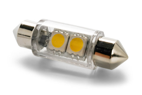 Camco LED Replacement Bulb | Replaces 211-2 (Festoon) 336mm Length Style Light Bulbs | Features 2 Individual Lights for Bright White Light | 12V, 1 Bulb (54637)