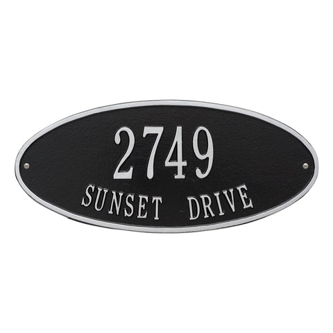 Madison Standard 2-Line Address Wall Plaque in Black and Silver