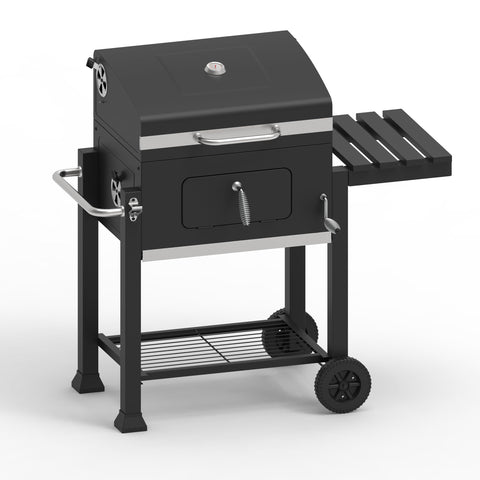 Outdoor Leisure Products OLP8500CG Charcoal Outdoor Grill, 563 Square Inch Cooking Surface, With Thermometer and Warming Rack, Black with Chrome