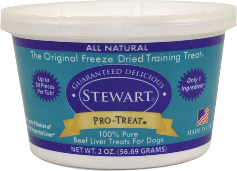 Stewart Freeze Dried Beef Liver Dog Treats, Grain Free, All Natural, Made in USA by Pro-Treat, 2 oz, Resealable Tub