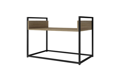 Manhattan Comfort Ellis Reclaimed Modern Coffee Table, Durable Wood Top with Metal Frame for Living Room, Den, Lounge, or Bedroom, Lightweight & Versatile, , Dark Oak and Black
