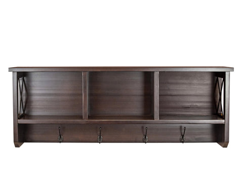 OS Home and Office Model SS350 Decorative Coat Rack and Storage Accent Rack in Espresso, 4 Hooks, 44 In. Wide