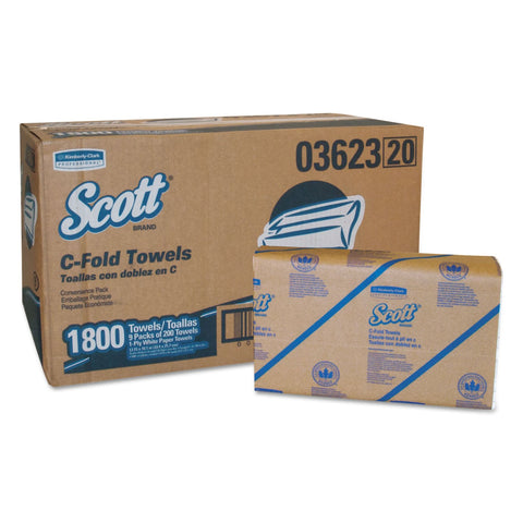 Scott 03623 C-Fold Paper Towels, Convenience Pack, 10 1/8 x 13 3/20, White, 200 per Pack (Case of 9)