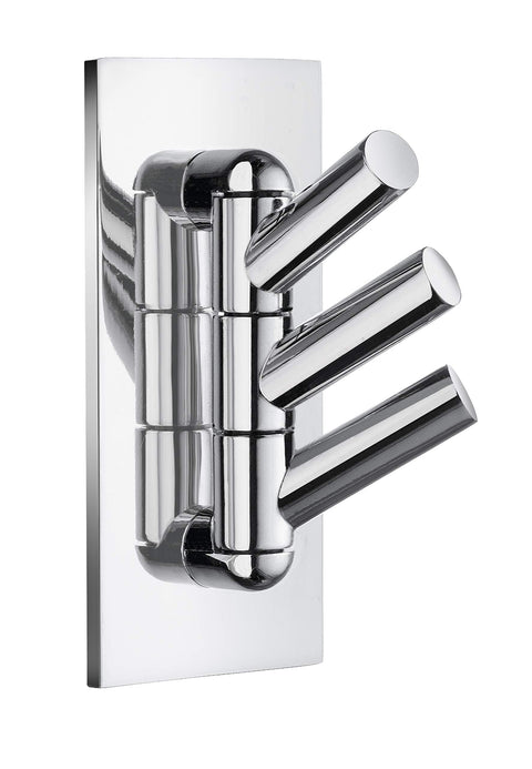 TRIPLE HOOK SWIVEL, SELF ADHESIVE CHROMED SS
