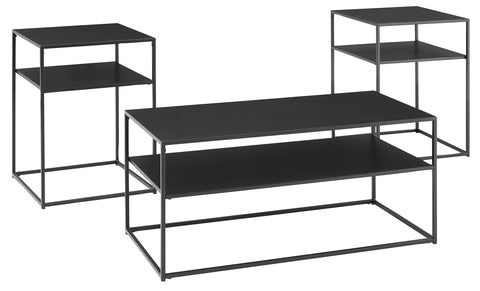 Braxton 3-Piece Coffee Table Set Matte Black - Coffee Table & 2 End Tables