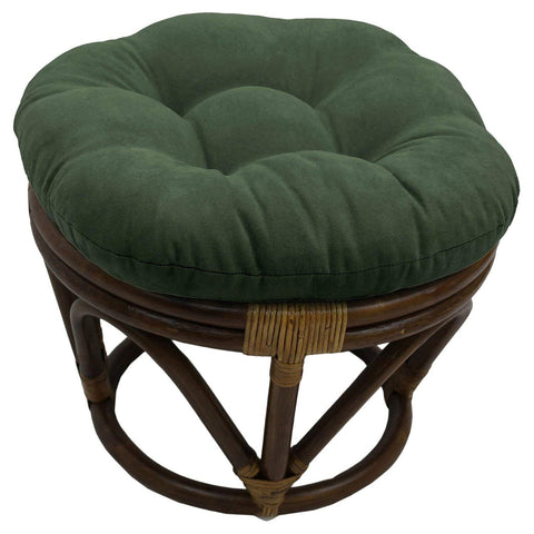 International Caravan Furniture Piece Rattan Ottoman with Micro Suede Cushion