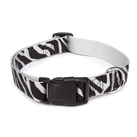 East Side Collection Zebra-Print Nylon Dog Collar, 6–10 Inch