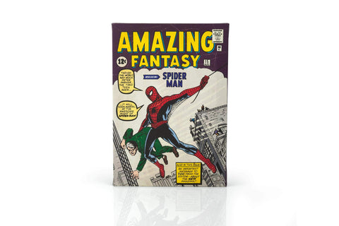Marvel Comics Spider-Man Amazing Fantasy #15 Comic Book Canvas Art | Collectible Spider-Man Poster | Measures 9 x 5 Inches